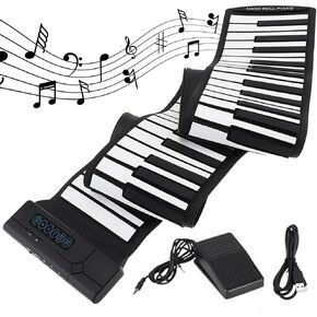 ArtCreativitive Electric Roll Up Piano ، لوحة مفاتيح للبيانو القابلة للطي للأطفال والبالغين ، لوحة مفاتيح كهربائية من 88 مفتاحًا مع دواسة الحبل 5V USB ، وألعاب الأطفال الصديقة للسفر ، وفكرة هدية رائعة