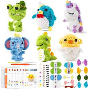 XuanMei GR Crochet Kit for Beginners Adults Kids Girls Amigurumi Animal Craft Knitting Starter kit Step by Step Video Tutorial 6 Patterns