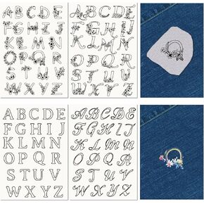 Craspire 4 Sheets 104pcs A-Z Letters Terts Terbroidery Patterns Batherizers ALPHABET HAND HAND STING و STICK A4 TRANSFERS WASH AWAN in Kuwait