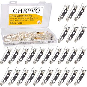 150PCS Bar Pins Backs Safety Clasp, Silver Locking Pins 25MM Brooch Clasp Pins Bar Jewelry Pin for DIY Name Tags Corsage Badge Silver Jewelry Making Silver Jewelry Making (150)