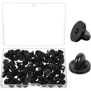 100 PCS Rubber Pin Backs Tie Tack Backs Rubber Coat Tie Tack Pin Backs Bradfly Clutch Pin Backings PVC PVC Rubber Mouse Pin Backs for Badges Pins Pins Acags Bass Cloths Bucks (Black)