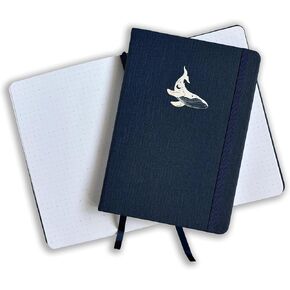Oceana Linen B6 Dot Grid Notebook Humpback Whale – Navy Blue 100gsm Hard Cover