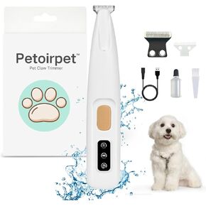 Petoirpet Trimmer,Electric Dog Paw Trimmer with LED Light，Silents Pet Grooming Kit, Nail Clippers for Small and Large Dogs, Cats