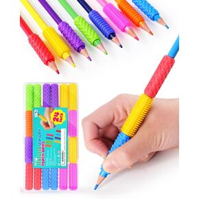 LESONG Sensory Fidget Toys Kids Adults: 24 Pack Textured Silicone Pencil Grips for Autism Kids Calming - ADHD Tools for Anxiety Relief Items - Quite Fidget Toys for Classroom