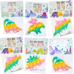 30 حزمة عيد الحب للأطفال - Dinosaur Valentines Pop It Toys - بطاقات يوم عيد الحب للأطفال في الفصل الدراسي - هدايا Day Day