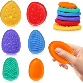 Fidget Toys Sensory Stone, 6 Pack Worry Stones Textured Anxiety Relief Items for Kids & Adults Autism ADHD Tools for Kids Teen Gifts Easter Basket Stuffers Small Prizes Fidget Toys for Classroom