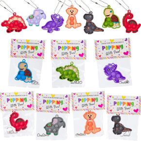 Valentine's Day Gifts for Kids - 30 Pack Animal Valentine's Pop Its Fidget Toys - Valentine's Day Cards for Kids School Classroom - Valentines for Kids Class Exchange