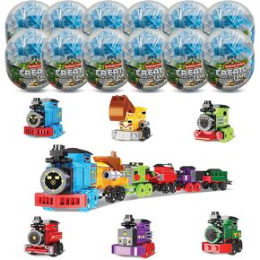 Mini Building Block Sets, 12PCS Vehicle Train Toys Building Blocks, 6 in 1 STEM Toys Eggs Building Sets, Party Favors for Kids Goodie Bags Prizes/Birthday Gifts