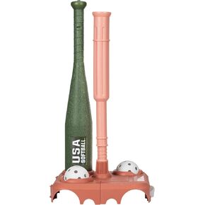 فرانكلين الرياضة USASB Kids Baseball Batting Tee Set - Jumbo Plastic Baseball Bat ، Ball + Tee - Tee Tee For Youth + Toddlers - قم بطي Tee بعيدًا