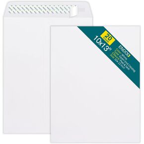 10x13 Envelopes Self Seal - 35 Pack - Open End White Mailing Envelopes for Catalogs, Presentations, Oversized Documents - Self Sealing Envelopes with Peel and Seal Closure - 28lb Heavyweight Paper
