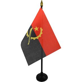 Angola Table Flag 4'' x 6'' - Angolan Desk Flag 15 x 10 cm - golden spear top- AZ FLAG