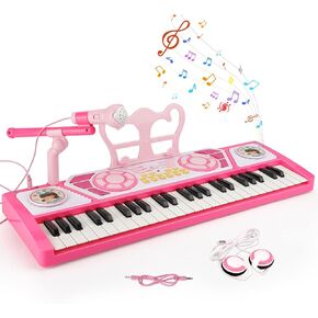 BAOLI 49 Keys Kids Piano Keyboard with Microphone, Multifunctional Portable Electronic Piano Educational Musical Instrument Toy, Birthday Gifts for Beginner Children Toddler Boys Girls Age 3-6