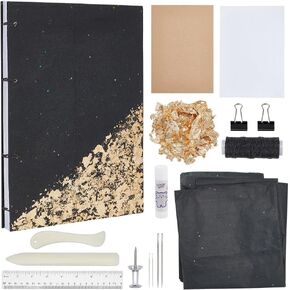 WEBEEDY 48 Pcs Bookbinding Kit for Beginners DIY Gold Leaf Small Journal Gold Foil Notebook DIY Craft Kit for Adults Complete Bookbinding Supplies Kit with Thread,Paper and Other Tools,A5