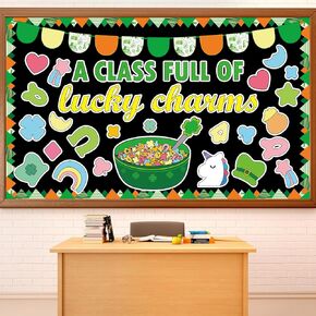 St. Patrick's Day Bulletin Board Classroom Decorations Green Shamrock Cutouts Shamrock Bulletin Board for Holiday Nursery Classroom Door Wall Decor St. Patrick's Party Supplies