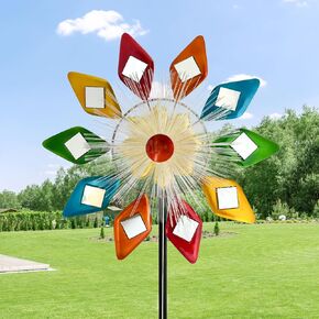Solar 45 "نظارة شمسية مغازل للرياح من أجل الفناء والحديقة ، طاحونة معدنية طاحونة طاحونة حركية دوار في الهواء الطلق ، زخارف فنون الرياح الفنية للفناء والمرفق والحديقة