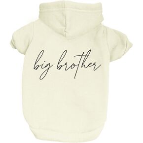 Big Brother Dog Hoodie Fleece Lined Pullover Sweatshirt with Leash Hole (Cream, Large 774)