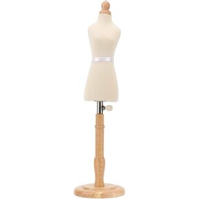 Female Mannequin with Stand, 18-23in Height Adjustable Dress Form Manikin Body with Wooden Base, Pinnable Mannequin Body Dress Jewelry Display for Sewing Dressmakers