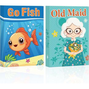 Card Games,Go Fish,Old Maid Card Game for Kids Toddler,2 Decks of Classic Fun Card Game for Game Nights and Family Gatherings,Great Gifts for Birthday Holiday Easter Basket Stuffers(Go Fish&Old Maid)