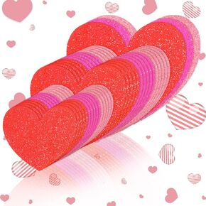 90 Pcs Valentine's Day Glitter Heart Cutouts 3 Color Heart Shape Paper Cutouts Valentines Decorations for Bulletin Board Arts Craft Activities, 3.15, 4.72, 6.3 Inch