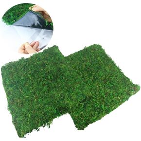 FAICOIA 2 Pcs Moss Mat Moss Table Runner Dried Moss for Crafts Green Moss Adhesive Preserved Sheet Moss for Potted Plants Fairy Gardens Wedding Woodland 16" x 16" Preserved Moss Mat for Table Decor