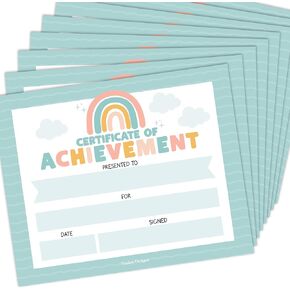 25 Certificate of Achievement Awards - 8 x 10" Student Award Certificates for Kids, Blank Award Certificate Paper, Preschool & Kindergarten Graduation Certificates