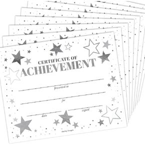 25 Certificate of Achievement Awards - 8 x 10" Student Award Certificates for Kids, Blank Award Certificate Paper, Preschool & Kindergarten Graduation Certificates