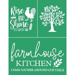 Rise and Shine Silk Screen Stencils,Farmhouse Chalk Stencils Transfers Stencil for Paste, Tree of Life Self Adhesive Stencils Reusable for Painting on Wood,Fabric,Home Decor,Silk Screen Printing Kit