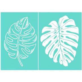 OLYCRAFT 7.7x5.5 Inch Self-Adhesive Silk Screen Printing Stencil Monstera Leaf Reusable Pattern Stencils for Painting on Wood Fabric T-Shirt Wall and Home Decorations