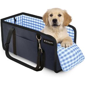 Center Console Dog Car Seat for Small Dogs & Cats (Under 11 lbs) - Booster Seat with Built-in Leash