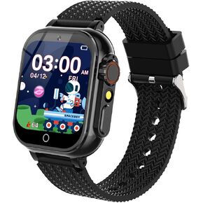 Smart Watch for Kids Boys Girls with 32 Puzzle Games, Camera, Music Player, Pedometer, Alarm Clock, Flashlight, HD Touch Screen Educational Toys Birthday Gifts for Boys Ages 4-12
