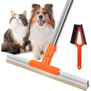 Carpet Rake for Pet Hair Removal 62'' Adjustable Long Handle Dog/Cat Hair Carpet Rake,Carpet Scraper for Rug Stairs Couch Furniture