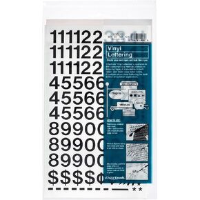 Chartpak Self-Adhesive Vinyl Numbers, 3/4 Inch High, Black, 72 per Pack (01120)