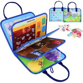 Busy Board for 1 Year Old Dinosaur Busy Book for Toddlers 1-3, Montessori Toys for 1 2 3 4 Years Old Gifts, Sensory Board Educational Activities for Learning Travel Toys