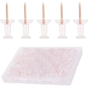 100 Pack Push Pins, Clear Thumb Tacks Golden Steel Point and Plastic Head Pins & Tacks,Heavy Duty Head Pin for Wall Bulletin Board Cork Board Map Calendar Photo-Home Office Craft Projects (Rose Gold)