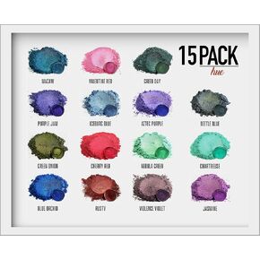 Eye Candy Mica Powder - Pigment Powder 15-Pack Hue Set - Colorant for Epoxy - Resin - Woodworking - Soap Molds - Candle Making - Slime - Bath Bombs - Nail Polish - Cosmetic Grade - Non-Toxic