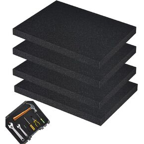 Polyurethane Foam Foam Board - 16 x 12 x 1 inch Cuttable Foam Insert - Organized Storage for Toolbox Camera Storage and Craft Hardware - Cushion Foam ShockProof Foam Pads (4)