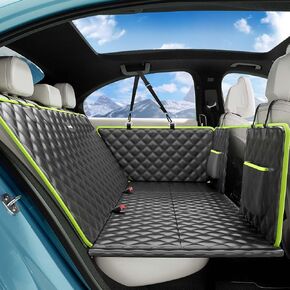 Back Seat Extender for Dogs 52.4 * 24.4in, Upgraded Sofa Leather Dog Car Seat Cover, Foldable in The Car, Hard PVC Panels Bottom Support to 330 lbs, Full Coverage for Cars/Mid-Size SUV/Small Truck