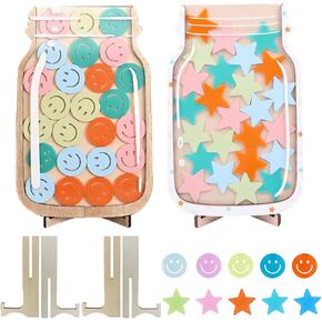 Magnetic Reward Jar, Classroom Reward Jar for Kids, Personalized Stars Reward Jar for Students Kids Behavior, Magnetic Reward Chart for Classroom Board Home
