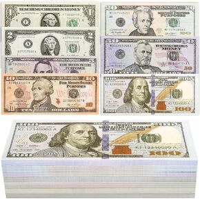 210 PCS Prop Money Number Learning Play Education Toys for Girls Boys,Develops Early Math Skills,Prop Money for Board Game, Moive, Magi