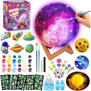 طلاء Goodyking طقم مصباح القمر الخاص بك ، DIY 3D Space Moon Night Light ، الحرف اليدوية للمراهقين الفتيات ، الفنون والحرف اليدوية للأطفال من سن 8-12 ، اللوازم الفنية هدية عيد ميلاد عيد ميلاد للأطفال من العمر 3+