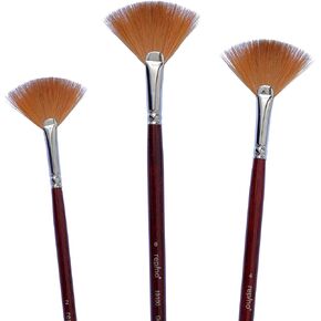 Fan Brush Set - Synthetic Artist Brush Size - 2, 4 and 6
