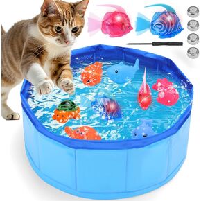 حمام سباحة القطط المطر Mity مع الأسماك ، ألعاب للقطط الداخلية بالملل ، لعبة Cat Funny Function التفاعلية مع تحفيز ألعاب الأسماك الروبوتية للعب الماء القط ، حمام سباحة للقطط لتخصيب اللعب الذاتي in Kuwait