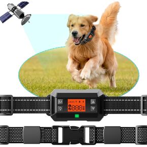 GPS Wireless Dog Fence System,33-999 Yards Electric Fence for Dog Boundary Collar for Dogs Rechargeable GPS Collar Electric Perimeter Smart Wireless Pet Containment with 2 Replacement Straps