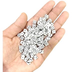 100 Pieces 5mm Mini Dice, 6 Sided Dice for Board Games, 5mm Bulk Dice for Game 1/5" 5mm D6 Mini Dice Game Dot Square Dice Set White