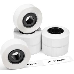Phomemo D30 6 Roll Adhesive White Label Paper 1/2" X 1 1/2" (12mm X 40mm) 160 Labels/Roll, Black on White,for Home Office School Organization, Gift for Decoration, Compatible with D30 Label Maker