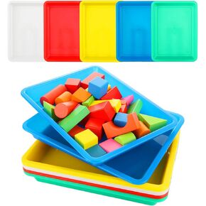 25 Pack 5 Colors Plastic Art Tray, Colorful Sensory Tray Craft Activity Tray Plastic Trays Organizer Tray for Lego, Sand, Beads, Painting, Jewelry, 11.0 x 8.3 x 1.2 Inch