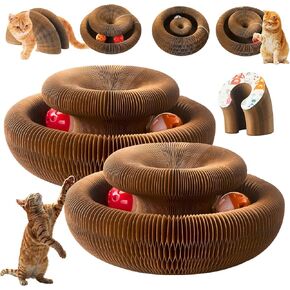 2 Pack Magic Organ Cat Toy,Foldable Magic Organ Cat Scratching Board,Reversible Infinity Style Magic Organ Cat Toy with 4 pcs Ball,Cat Toys Interactive,Indoor Cat Toys