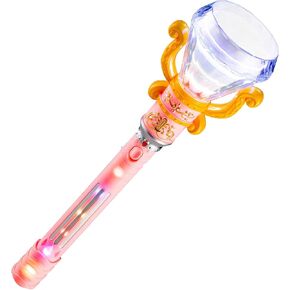 LED LED-UP Magical Princess Spinning Diamond Pink Wand (13.5 ") مصابيح متعددة الألوان. البطاريات المشمولة. متعة تظاهر سندريلا برينسيس.