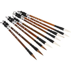 MAGICLULU 9 pcs Portable Chinese Calligraphy Brushes Light Brown Ideal for Painting and Writing Includes Brush Holder for Beginners and Art Enthusiasts