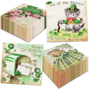 St. Patrick’s Day Napkins 40 Pack Shamrock Napkins Vintage Cartoon Lucky Clover St. Patrick's Day Disposable Napkins St Patricks Day Party Supplies Irish Party Supplies